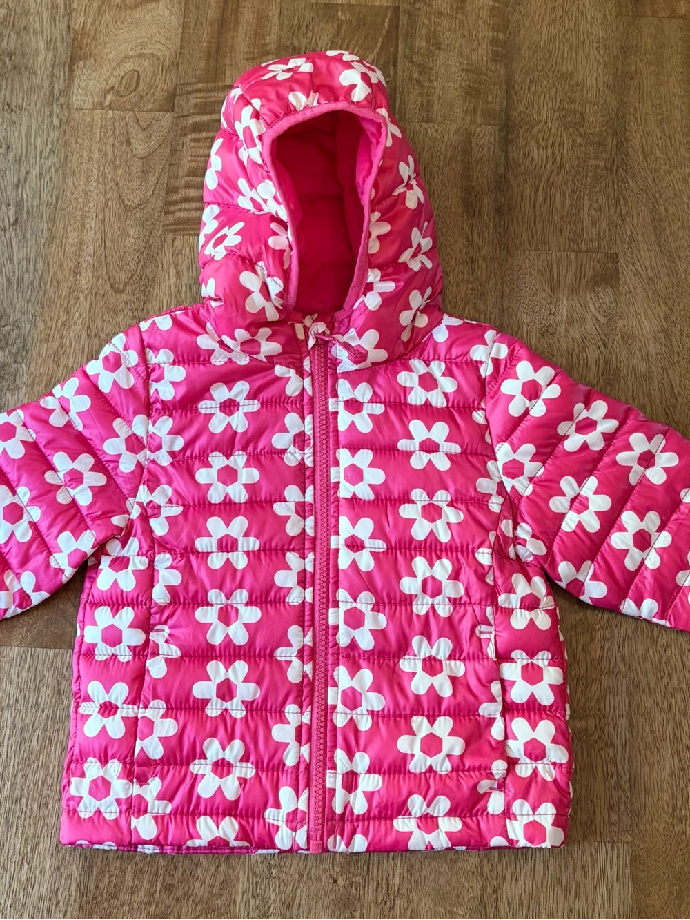 jumping beans Pink and White Floral Puffer Jacket Size 18 Months